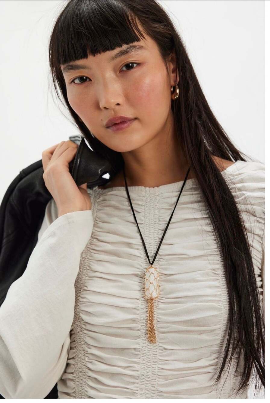 Free People Shell Gold Fishnet Necklace